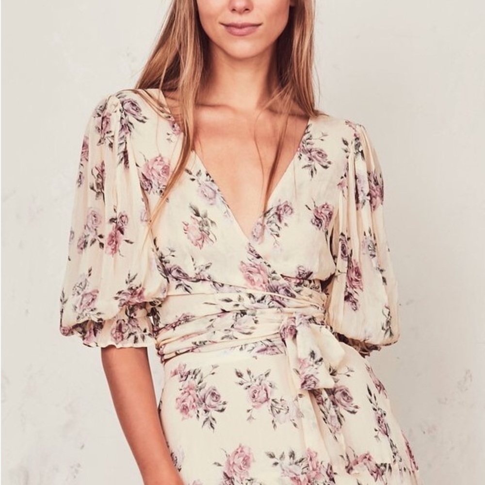 **SOLD** 🌸 LoveShackFancy 🌸 Domino Silk Wrap Top XS